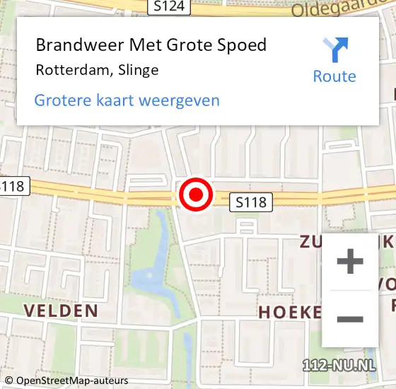 Locatie op kaart van de 112 melding: Brandweer Met Grote Spoed Naar Rotterdam, Slinge op 13 december 2018 16:24