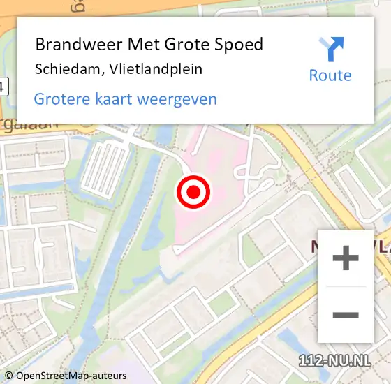 Locatie op kaart van de 112 melding: Brandweer Met Grote Spoed Naar Schiedam, Vlietlandplein op 13 december 2018 16:30