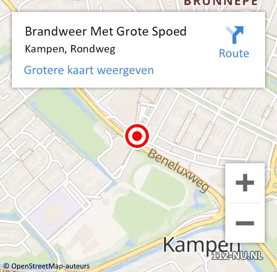 Locatie op kaart van de 112 melding: Brandweer Met Grote Spoed Naar Kampen, Rondweg op 13 december 2018 17:16