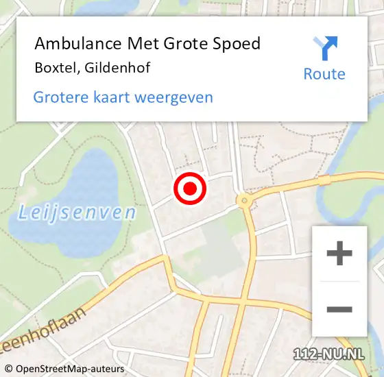 Locatie op kaart van de 112 melding: Ambulance Met Grote Spoed Naar Boxtel, Gildenhof op 13 december 2018 18:10