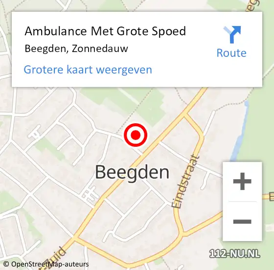 Locatie op kaart van de 112 melding: Ambulance Met Grote Spoed Naar Beegden, Zonnedauw op 17 maart 2014 15:37
