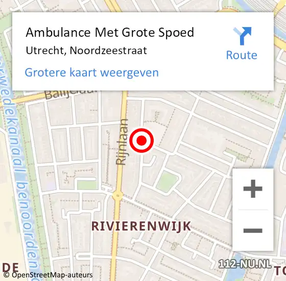 Locatie op kaart van de 112 melding: Ambulance Met Grote Spoed Naar Utrecht, Noordzeestraat op 13 december 2018 22:32