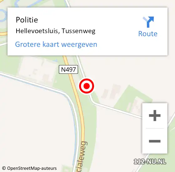 Locatie op kaart van de 112 melding: Politie Hellevoetsluis, Tussenweg op 13 december 2018 23:29