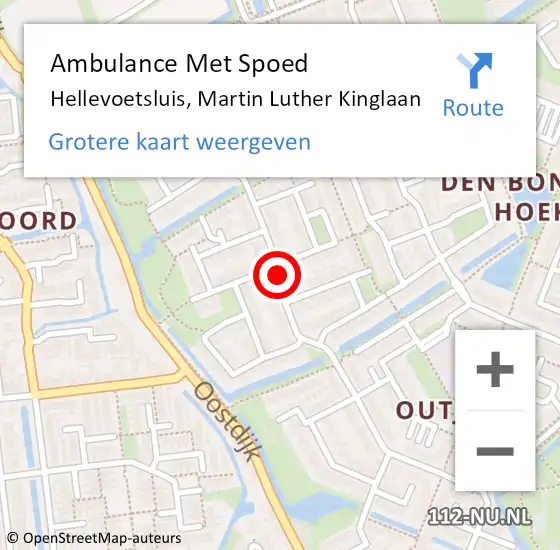 Locatie op kaart van de 112 melding: Ambulance Met Spoed Naar Hellevoetsluis, Martin Luther Kinglaan op 14 december 2018 03:14