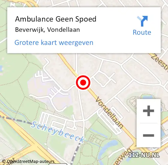 Locatie op kaart van de 112 melding: Ambulance Geen Spoed Naar Beverwijk, Vondellaan op 14 december 2018 08:09