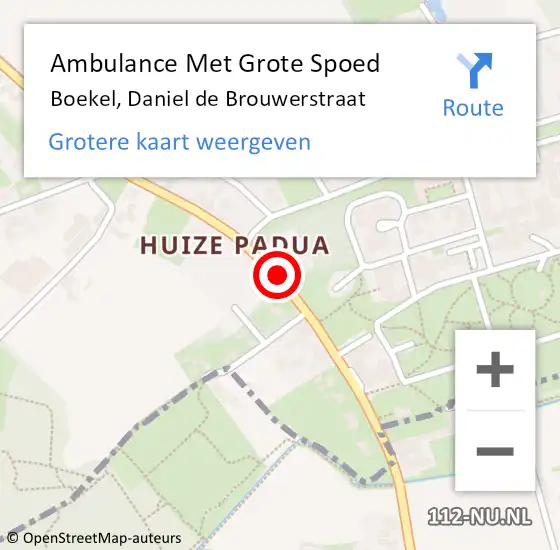 Locatie op kaart van de 112 melding: Ambulance Met Grote Spoed Naar Boekel, Daniel de Brouwerstraat op 14 december 2018 08:44