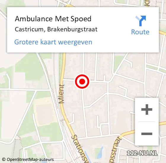 Locatie op kaart van de 112 melding: Ambulance Met Spoed Naar Castricum, Brakenburgstraat op 14 december 2018 10:21