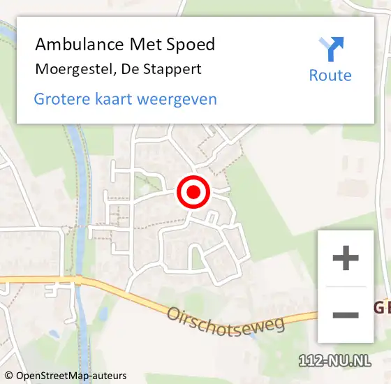 Locatie op kaart van de 112 melding: Ambulance Met Spoed Naar Moergestel, De Stappert op 14 december 2018 11:23