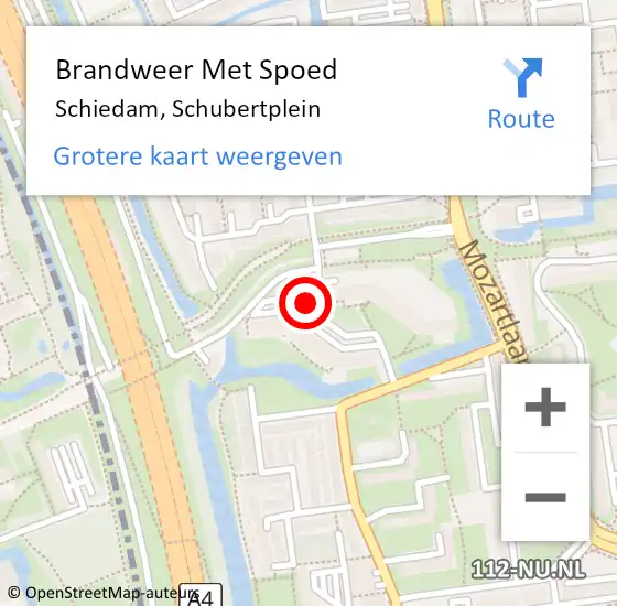Locatie op kaart van de 112 melding: Brandweer Met Spoed Naar Schiedam, Schubertplein op 14 december 2018 12:24