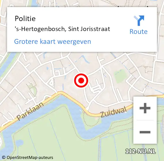 Locatie op kaart van de 112 melding: Politie 's-Hertogenbosch, Sint Jorisstraat op 14 december 2018 17:20