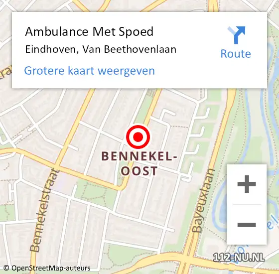 Locatie op kaart van de 112 melding: Ambulance Met Spoed Naar Eindhoven, Van Beethovenlaan op 14 december 2018 17:42