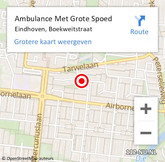Locatie op kaart van de 112 melding: Ambulance Met Grote Spoed Naar Eindhoven, Boekweitstraat op 14 december 2018 18:06