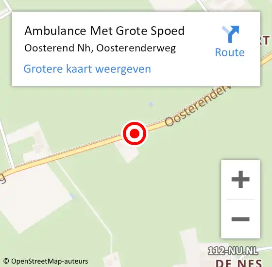 Locatie op kaart van de 112 melding: Ambulance Met Grote Spoed Naar Oosterend Nh, Oosterenderweg op 14 december 2018 18:21