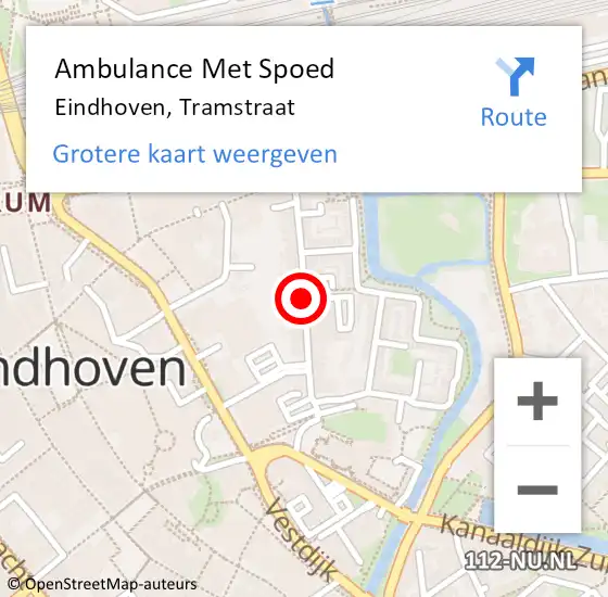 Locatie op kaart van de 112 melding: Ambulance Met Spoed Naar Eindhoven, Tramstraat op 14 december 2018 19:46