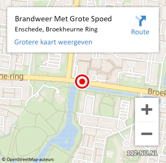 Locatie op kaart van de 112 melding: Brandweer Met Grote Spoed Naar Enschede, Broekheurne Ring op 14 december 2018 23:36