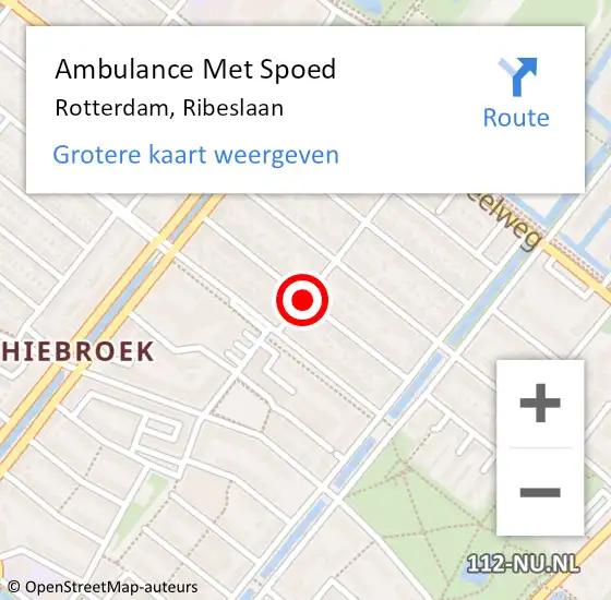 Locatie op kaart van de 112 melding: Ambulance Met Spoed Naar Rotterdam, Ribeslaan op 15 december 2018 00:16