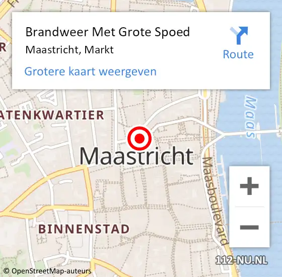 Locatie op kaart van de 112 melding: Brandweer Met Grote Spoed Naar Maastricht, Markt op 15 december 2018 03:44