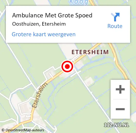 Locatie op kaart van de 112 melding: Ambulance Met Grote Spoed Naar Oosthuizen, Etersheim op 15 december 2018 09:30