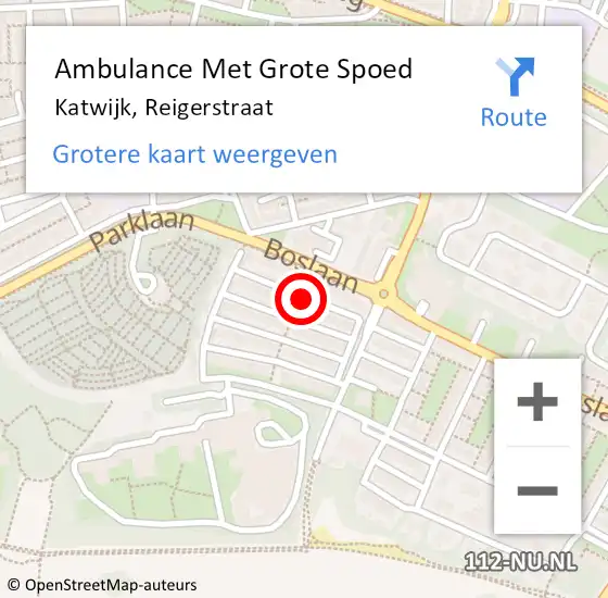 Locatie op kaart van de 112 melding: Ambulance Met Grote Spoed Naar Katwijk, Reigerstraat op 15 december 2018 10:22
