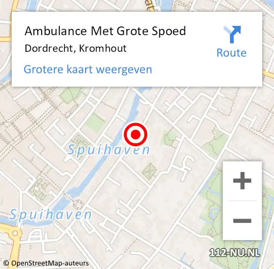 Locatie op kaart van de 112 melding: Ambulance Met Grote Spoed Naar Dordrecht, Kromhout op 15 december 2018 10:48