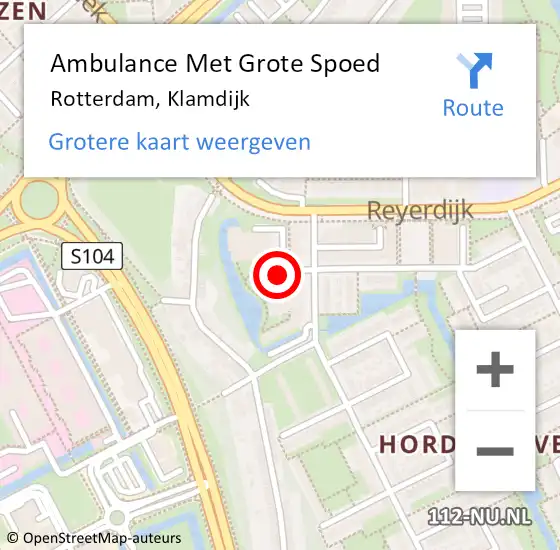 Locatie op kaart van de 112 melding: Ambulance Met Grote Spoed Naar Rotterdam, Klamdijk op 15 december 2018 13:53