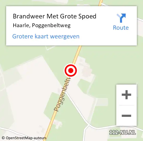 Locatie op kaart van de 112 melding: Brandweer Met Grote Spoed Naar Haarle, Poggenbeltweg op 15 december 2018 14:40