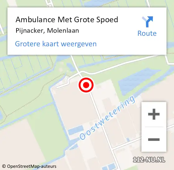 Locatie op kaart van de 112 melding: Ambulance Met Grote Spoed Naar Pijnacker, Molenlaan op 15 december 2018 16:19