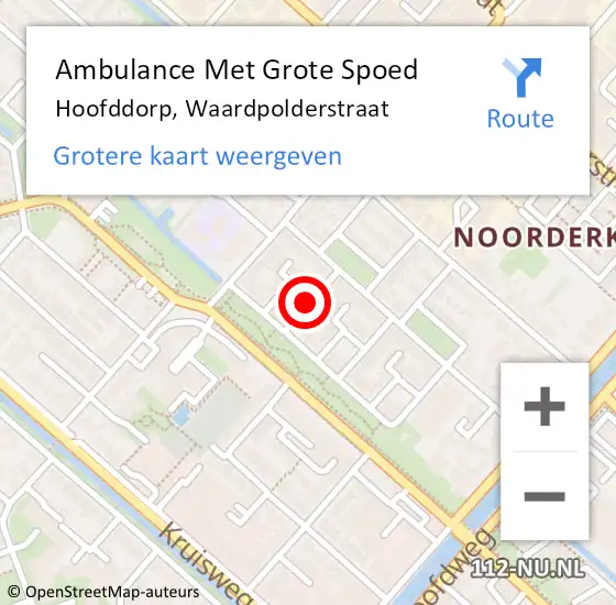 Locatie op kaart van de 112 melding: Ambulance Met Grote Spoed Naar Hoofddorp, Waardpolderstraat op 15 december 2018 17:21