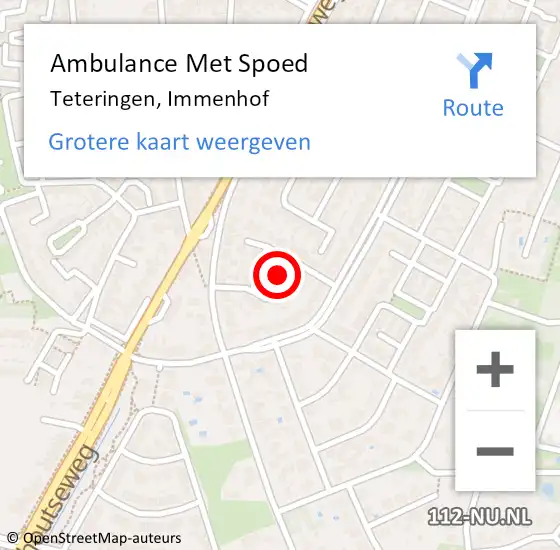 Locatie op kaart van de 112 melding: Ambulance Met Spoed Naar Teteringen, Immenhof op 15 december 2018 18:17