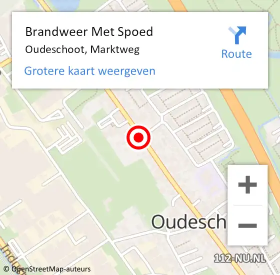 Locatie op kaart van de 112 melding: Brandweer Met Spoed Naar Oudeschoot, Marktweg op 15 december 2018 19:14