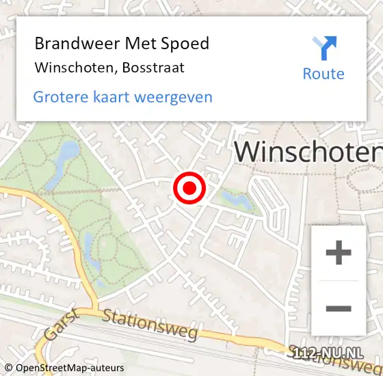 Locatie op kaart van de 112 melding: Brandweer Met Spoed Naar Winschoten, Bosstraat op 17 maart 2014 18:28