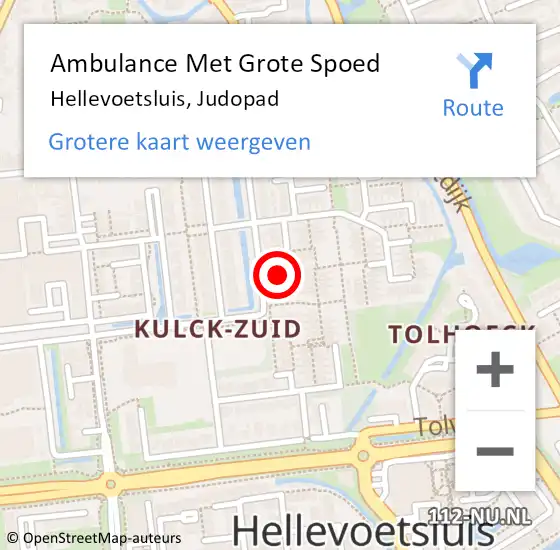 Locatie op kaart van de 112 melding: Ambulance Met Grote Spoed Naar Hellevoetsluis, Judopad op 15 december 2018 21:26