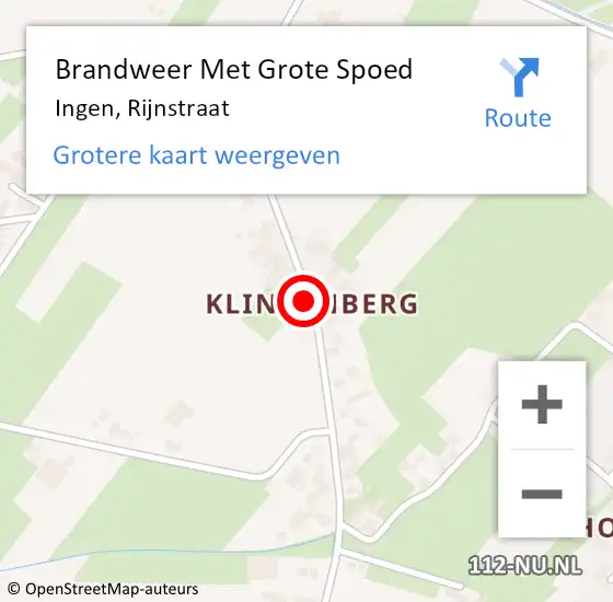 Locatie op kaart van de 112 melding: Brandweer Met Grote Spoed Naar Ingen, Rijnstraat op 15 december 2018 23:48