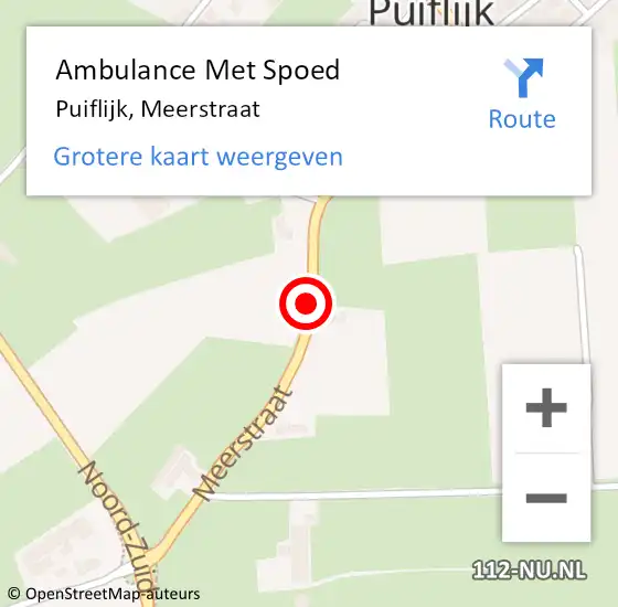 Locatie op kaart van de 112 melding: Ambulance Met Spoed Naar Puiflijk, Meerstraat op 16 december 2018 04:51