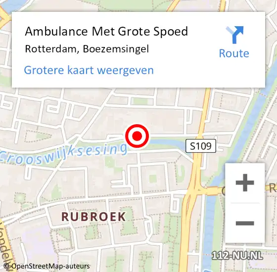 Locatie op kaart van de 112 melding: Ambulance Met Grote Spoed Naar Rotterdam, Boezemsingel op 16 december 2018 10:36