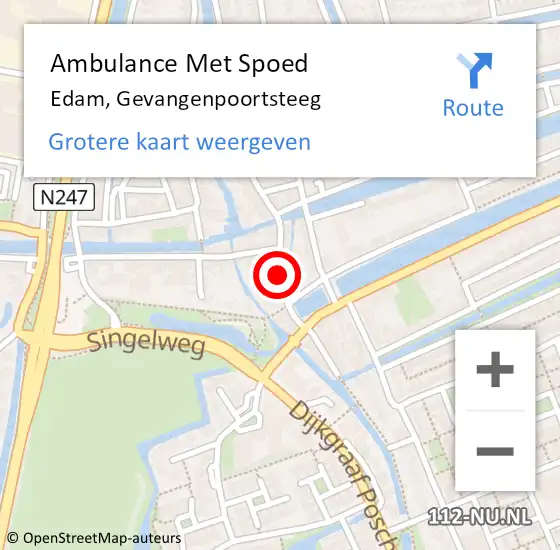 Locatie op kaart van de 112 melding: Ambulance Met Spoed Naar Edam, Gevangenpoortsteeg op 16 december 2018 13:11