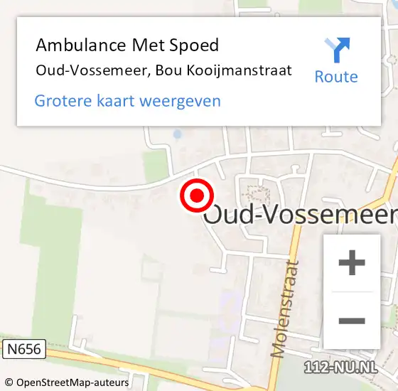 Locatie op kaart van de 112 melding: Ambulance Met Spoed Naar Oud-Vossemeer, Bou Kooijmanstraat op 16 december 2018 15:49