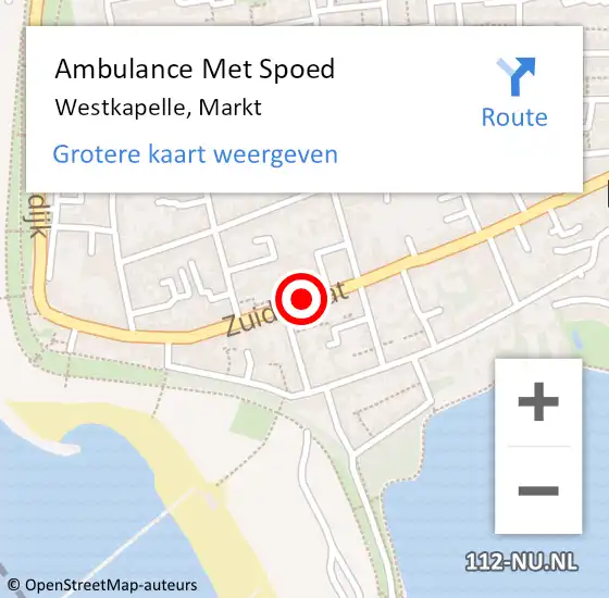 Locatie op kaart van de 112 melding: Ambulance Met Spoed Naar Westkapelle, Markt op 16 december 2018 16:05