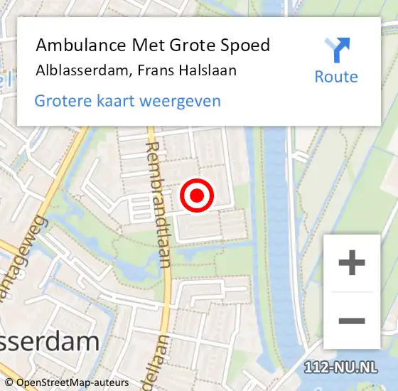 Locatie op kaart van de 112 melding: Ambulance Met Grote Spoed Naar Alblasserdam, Frans Halslaan op 16 december 2018 17:48