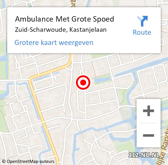Locatie op kaart van de 112 melding: Ambulance Met Grote Spoed Naar Zuid-Scharwoude, Kastanjelaan op 16 december 2018 18:32