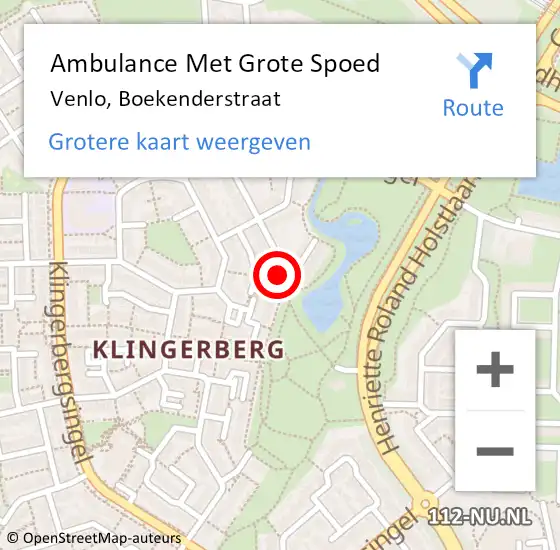 Locatie op kaart van de 112 melding: Ambulance Met Grote Spoed Naar Venlo, Boekenderstraat op 16 december 2018 20:39