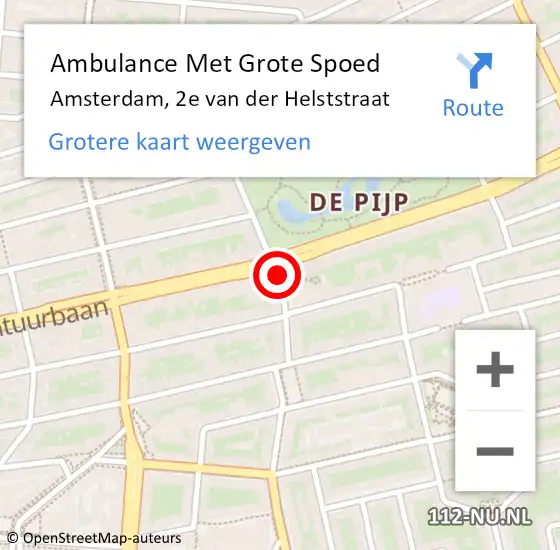 Locatie op kaart van de 112 melding: Ambulance Met Grote Spoed Naar Amsterdam, 2e van der Helststraat op 16 december 2018 21:11