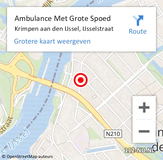 Locatie op kaart van de 112 melding: Ambulance Met Grote Spoed Naar Krimpen aan den IJssel, IJsselstraat op 16 december 2018 21:38