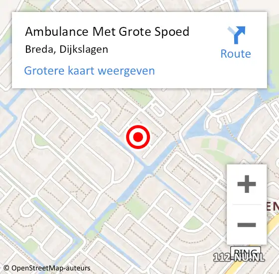 Locatie op kaart van de 112 melding: Ambulance Met Grote Spoed Naar Breda, Dijkslagen op 17 december 2018 03:01