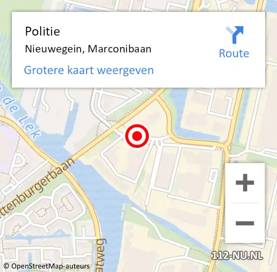 Locatie op kaart van de 112 melding: Politie Nieuwegein, Marconibaan op 17 december 2018 08:00