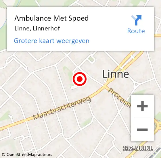 Locatie op kaart van de 112 melding: Ambulance Met Spoed Naar Linne, Linnerhof op 17 december 2018 08:12