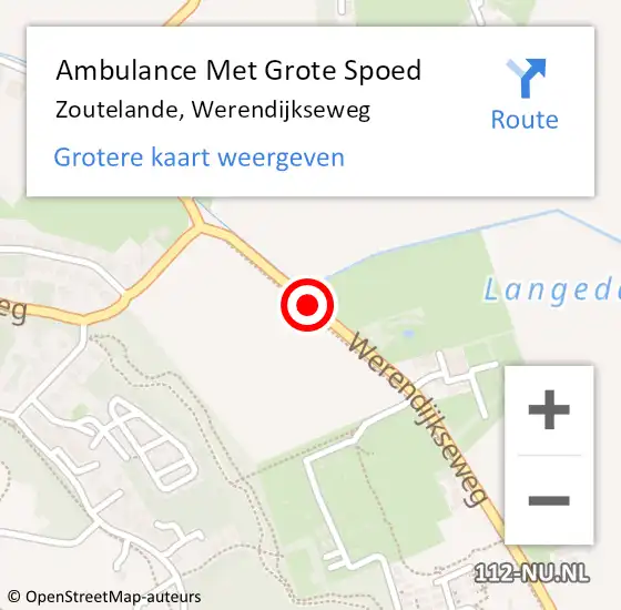 Locatie op kaart van de 112 melding: Ambulance Met Grote Spoed Naar Zoutelande, Werendijkseweg op 17 december 2018 08:41