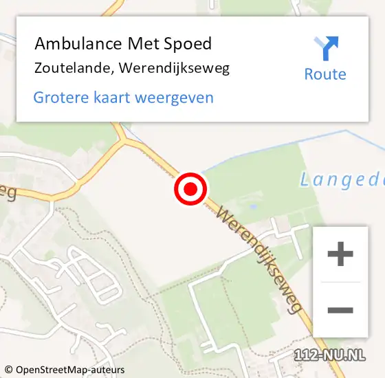 Locatie op kaart van de 112 melding: Ambulance Met Spoed Naar Zoutelande, Werendijkseweg op 17 december 2018 08:41