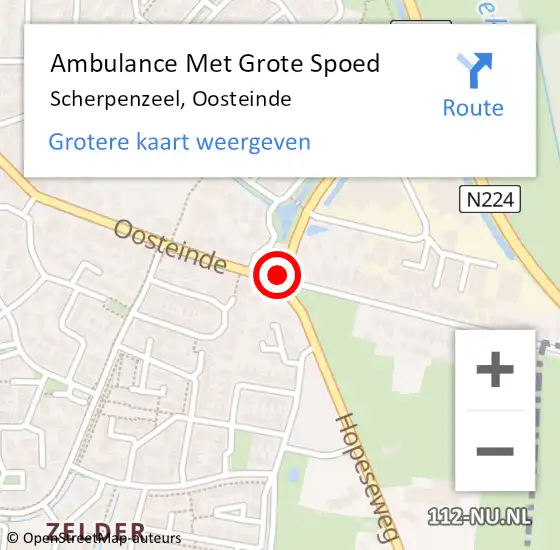 Locatie op kaart van de 112 melding: Ambulance Met Grote Spoed Naar Scherpenzeel, Oosteinde op 17 december 2018 09:29