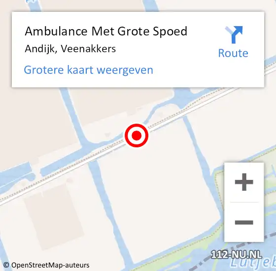 Locatie op kaart van de 112 melding: Ambulance Met Grote Spoed Naar Andijk, Veenakkers op 17 december 2018 10:04